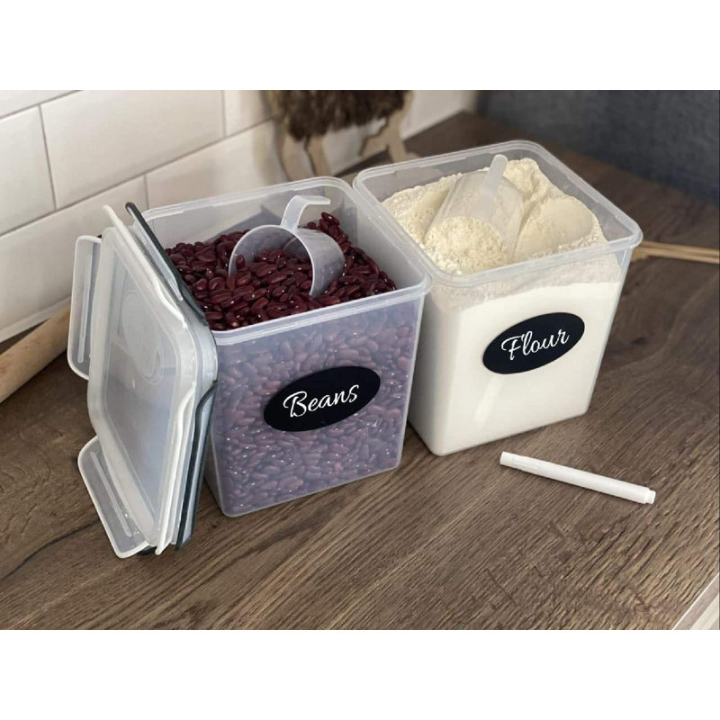 Prep & Savour 2 Large Airtight Food Storage Containers For Flour, Sugar